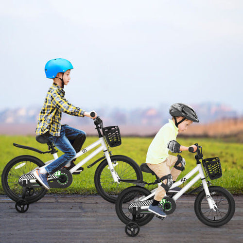 14 Inch Kids Bike White with Blue Helmet Protective Set